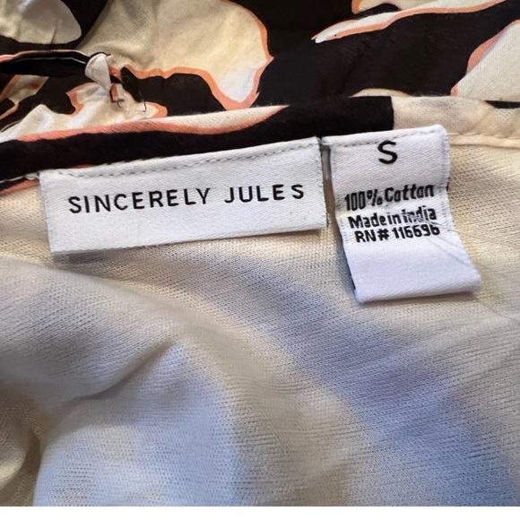 SINCERELY JULES Black and Cream Fit and Flare Midi Dress with Tie Front/size S - Picture 9 of 13